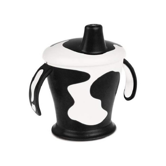 CANPOL BABY NON SPILL CUP WITH HANDLES "COW" - BLACK